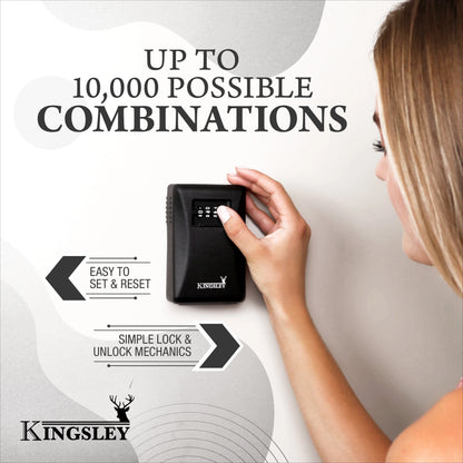 Key Lock Box - Guard-A-Key, Secure Weatherproof Key Box Wall Mount for Indoors and Outdoors, 4 Digit Resettable Combination Code, Large Capacity for Storing Spare Keys