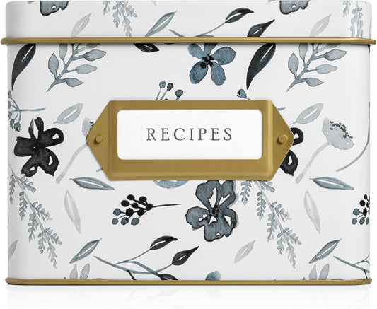 Decorative Recipe Tin Box for Recipe Cards, Mother'S Day Greeting Card Holder Gift | Holds Hundreds of 4” X 6” Cards