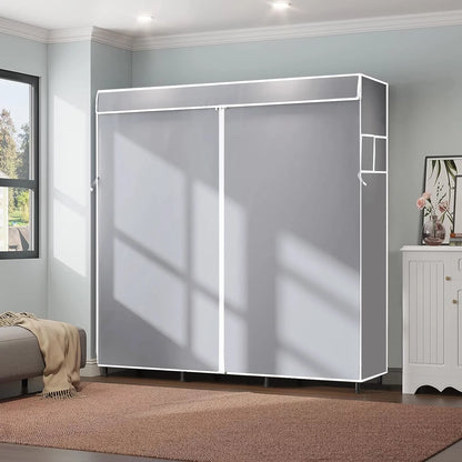Portable Closet,Portable Wardrobe Closet Storage with 3 Hanging Rods,6 Storage Shelves,Side Pocket for Clothes Storage Organizer,Blue