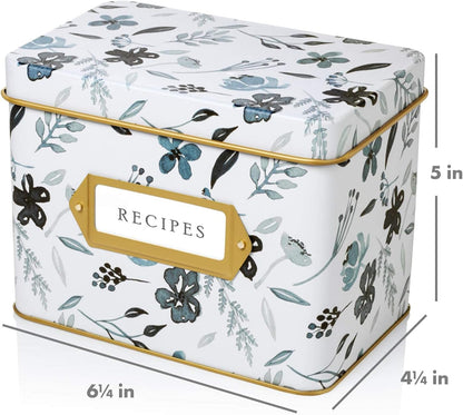 Decorative Recipe Tin Box for Recipe Cards, Mother'S Day Greeting Card Holder Gift | Holds Hundreds of 4” X 6” Cards