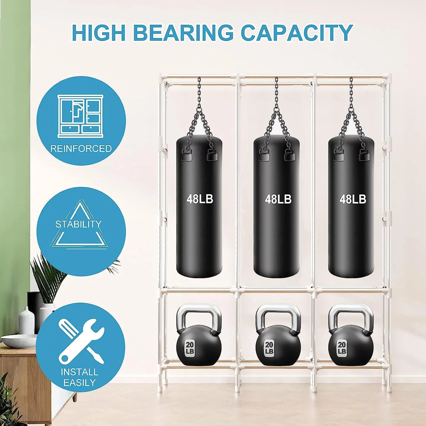 Portable Closet,Portable Wardrobe Closet Storage with 3 Hanging Rods,6 Storage Shelves,Side Pocket for Clothes Storage Organizer,Blue