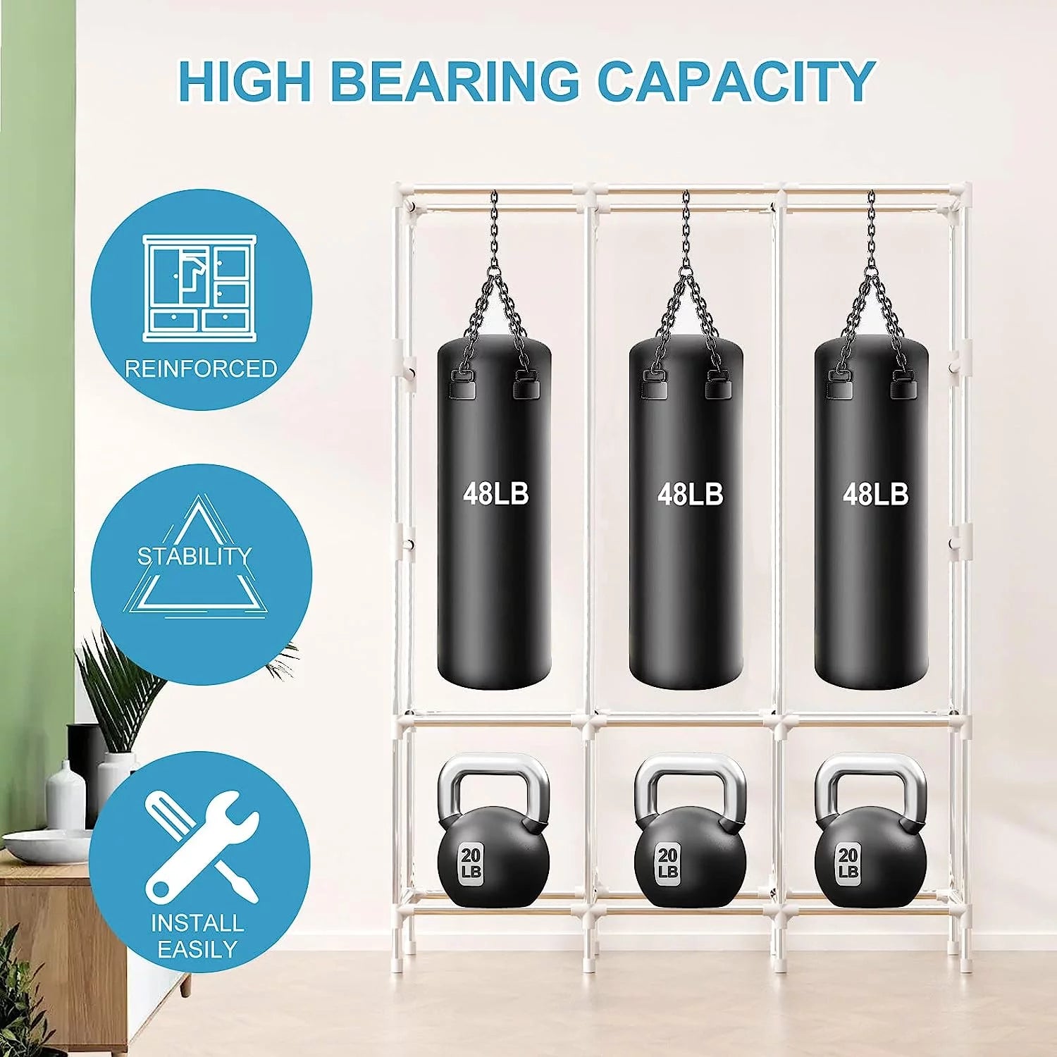 Portable Closet,Portable Wardrobe Closet Storage with 3 Hanging Rods,6 Storage Shelves,Side Pocket for Clothes Storage Organizer,Blue